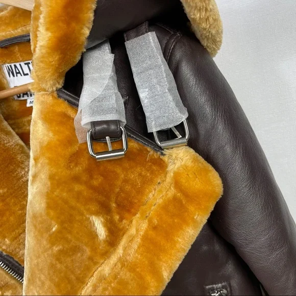 New Walter baker Eduardo faux fur trim leather jacket - Picture 5 of 16
